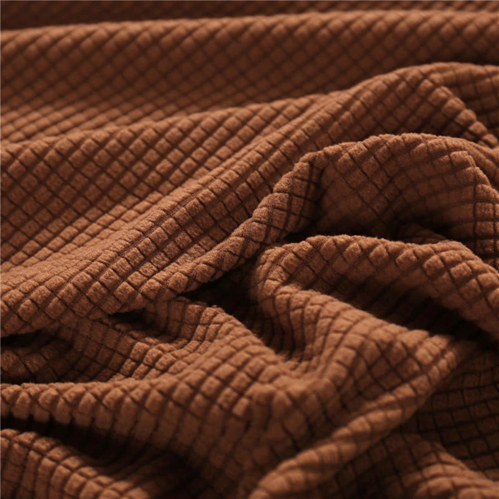 KnSam Sofabezug, Couchbezug Europäisches Einfarbiges Polarfleece Polyester Sofahusse rutschfest Elastisch, Mit Fixierten Schaumstoffstreifen, Passend Für 2-3 Sitzer Sofa Sofabezüge Braun 145-185cm