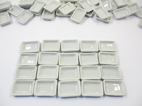 Casa de muñecas Miniatura 20 Rectángulo Cerámica Platos Blanco Plato 0.8 in Utensilios de cocina 3387