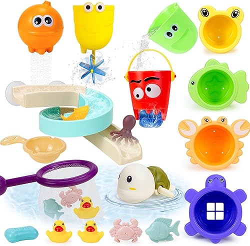Juguetes de baño para niños pequeños de 1 a 3 años, juguetes de bañera para niños de 1, 2, 3, 4, juguetes de bañera de agua, regalos con juguetes de