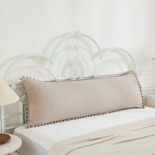 Miniatura 43 de Blue Body Pillow Cover Shabby Chic Long Pillow Case Cover Navy Blue Pom Poms Fringe Body Pillow case with Pocket Closure 20x54 inches(Body,Navy Blue)