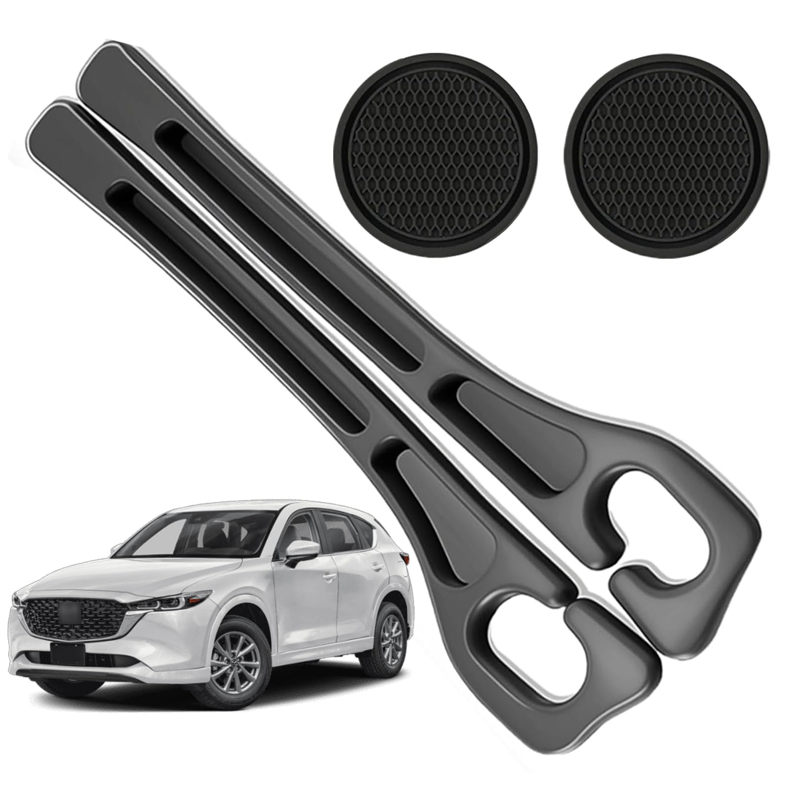 Photo 1 of POSPICE Car Seat Gap Filler Organizer Compatible with Mazda Cx5 CX-5 Accessories Seat Gap Plug Blocker with Storage Slot Non-Slip Car Cup Holder Coaster Black