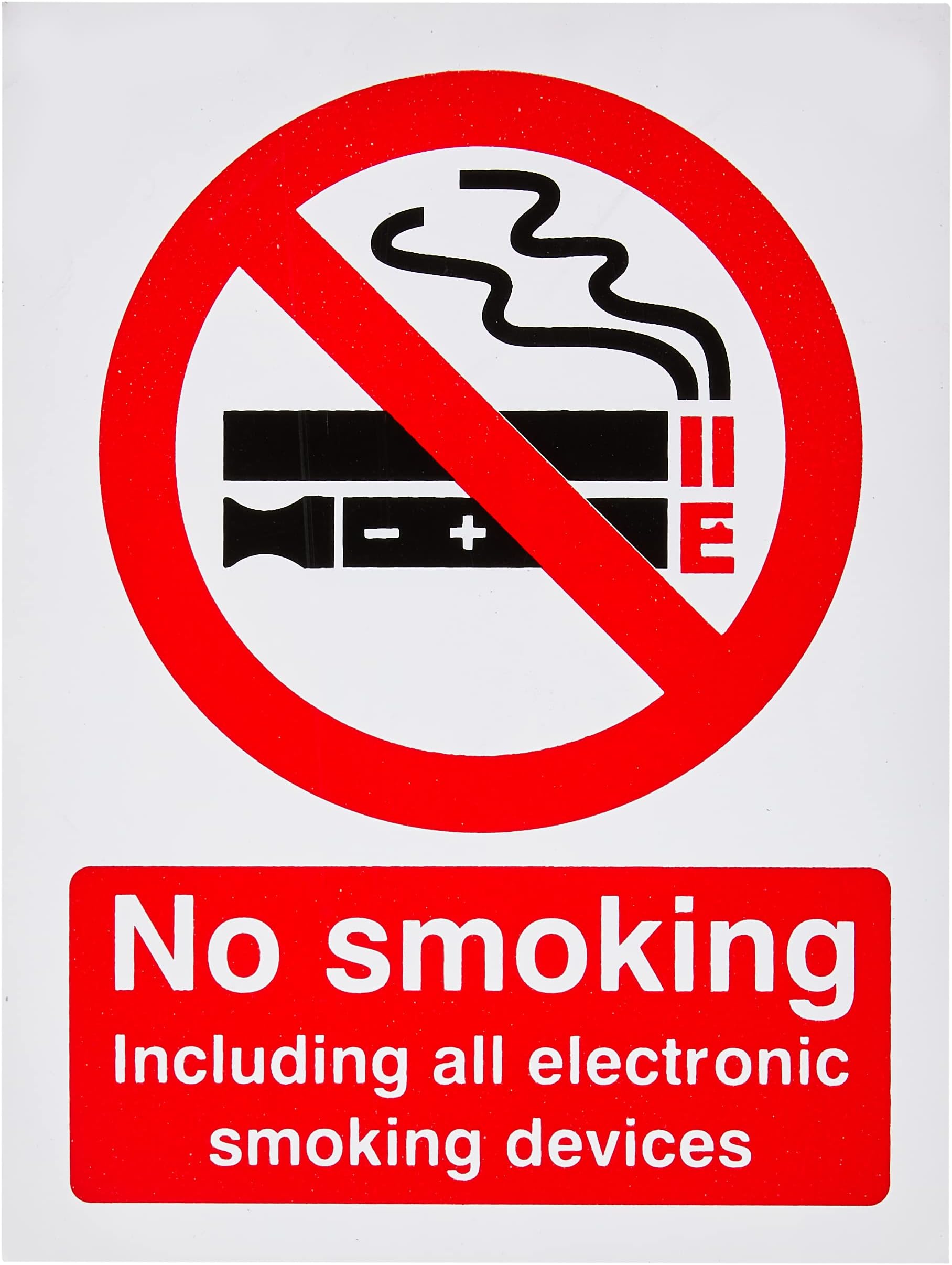 No Smoking Including All Electronic Smoking Devices Sign 150mm x 200mm - Self Adhesive (PRS.56W-SA)