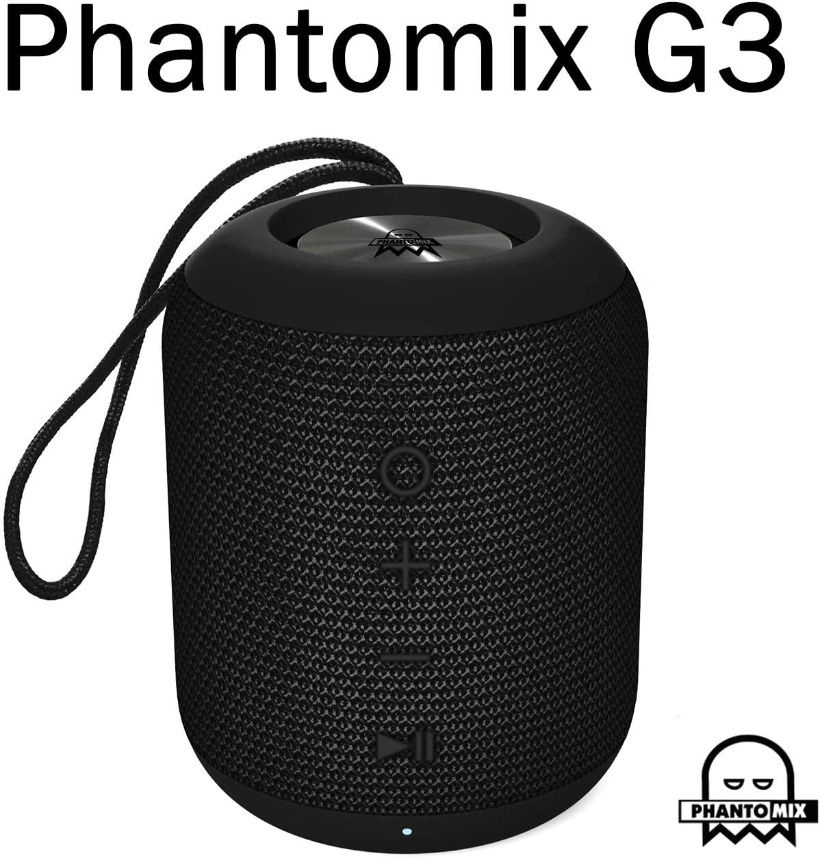 PhantoMix G3, True Wireless Rechargeable Bluetooth Speaker with Mic, Premium Stereo, Waterproof Shower Speaker, Enhance Bass Aux Port USB Charging (Black)