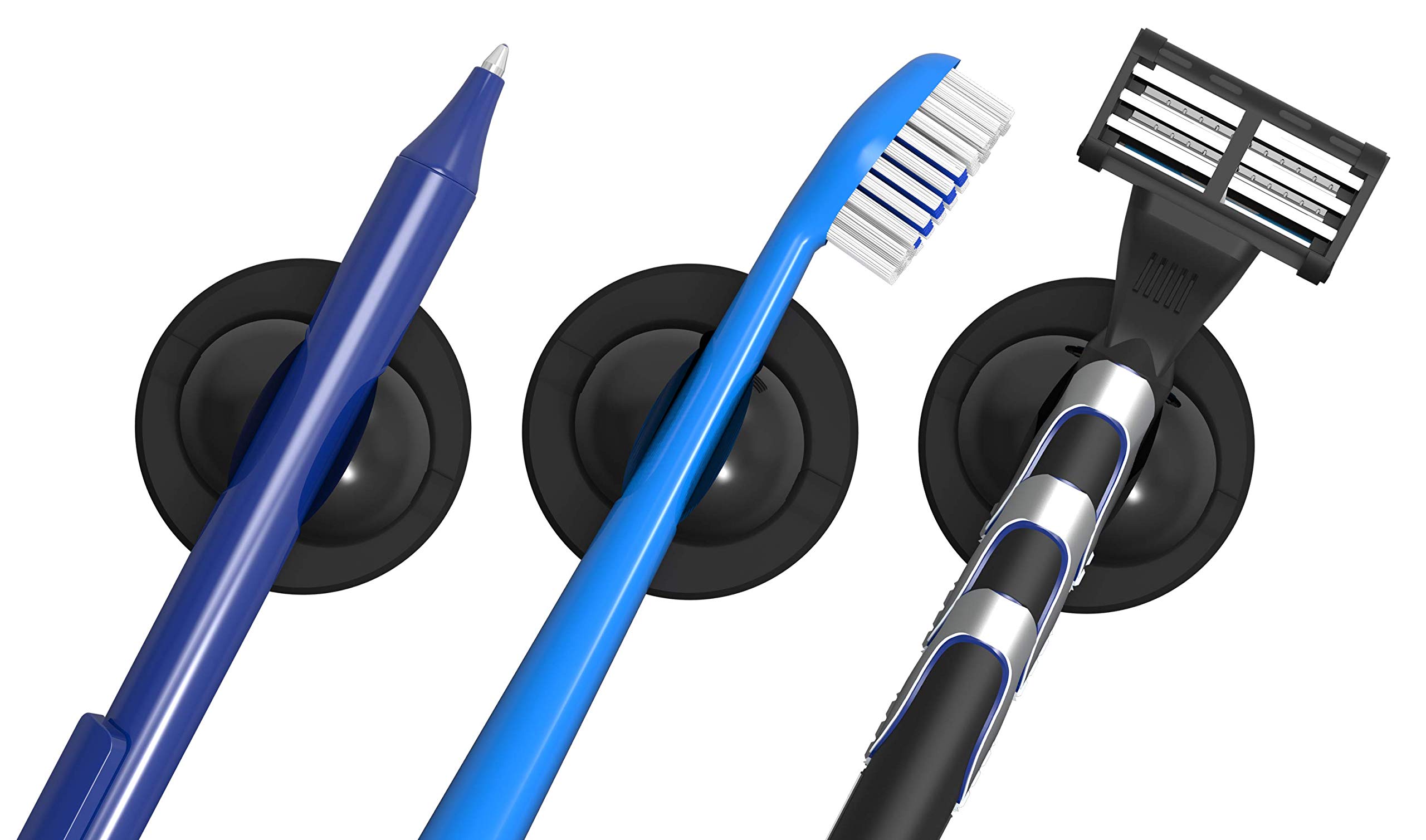 Schneider Klick-Fix Universal Holder (Self-Adhesive Holder for Toothbrushes, Cables, Pens and Much More up to 150 g) Set of 5 Black