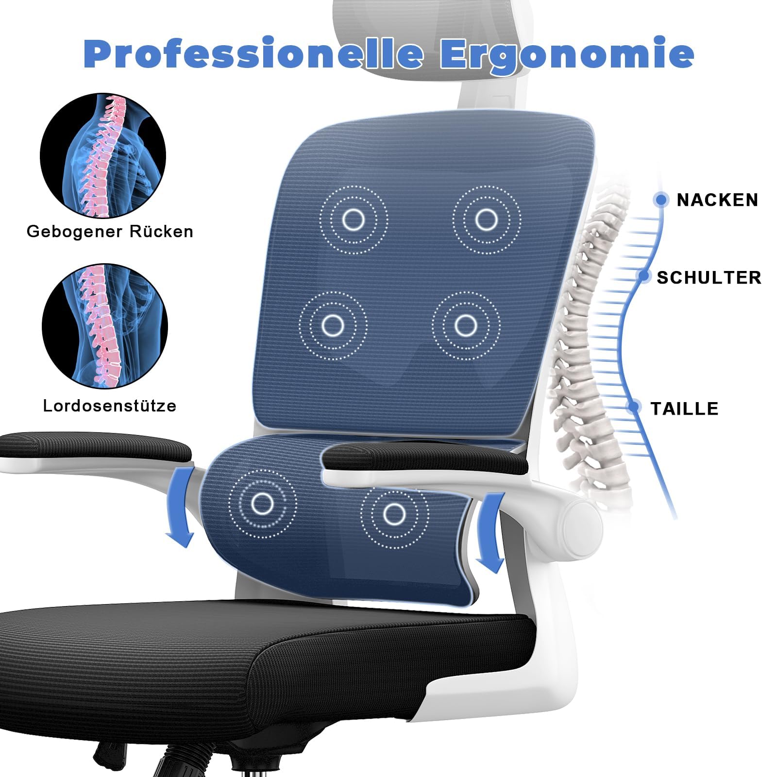 Bürostuhl Ergonomisch, Schreibtischstuhl Mit Verst Produktbild-Vorschau 7
