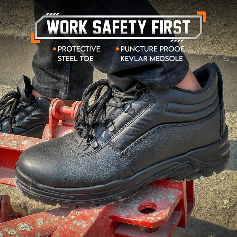 Men’s Steel Toe Work Boots – Slip-On Waterproof Safety Shoes for Construction, Warehouse & Outdoor Jobs | Lightweight, Slip-Resistant & Durable Work Boots for Men3