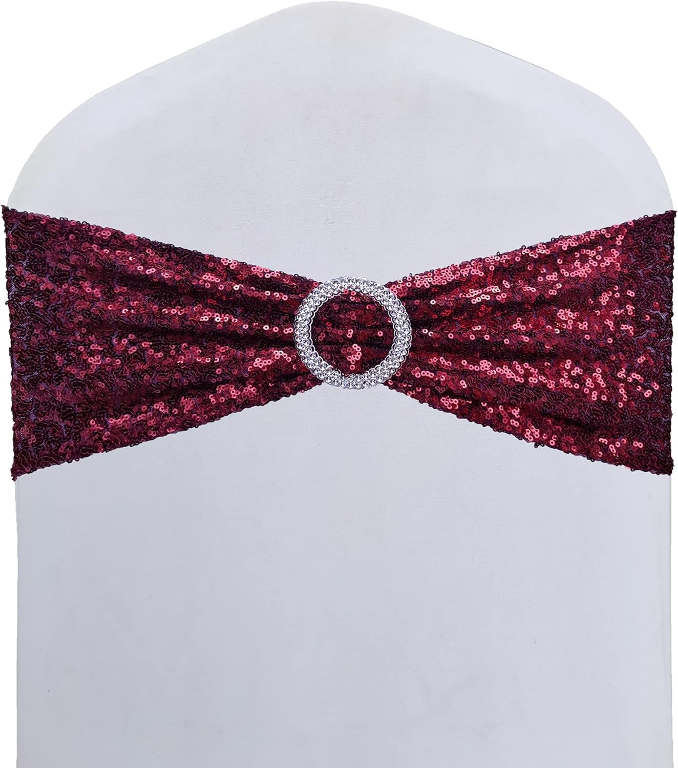 High Elastic Sequin Chair Sashes Bling Bling with Buckle Soft Strecth Material Shining Sequin Chair Bows for Party Decoration Home (Dark Green, 50)