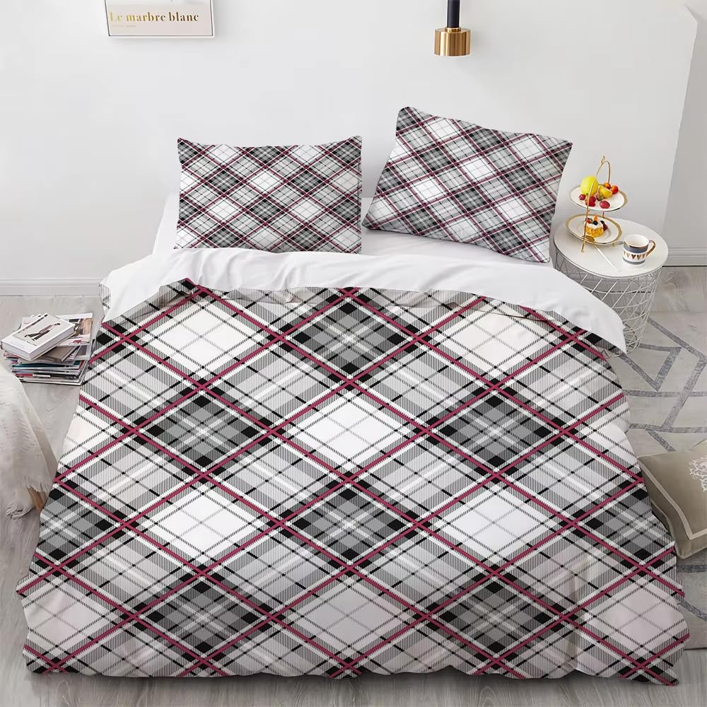 Housse de couette rayures et carreaux pour lit ado et adulte