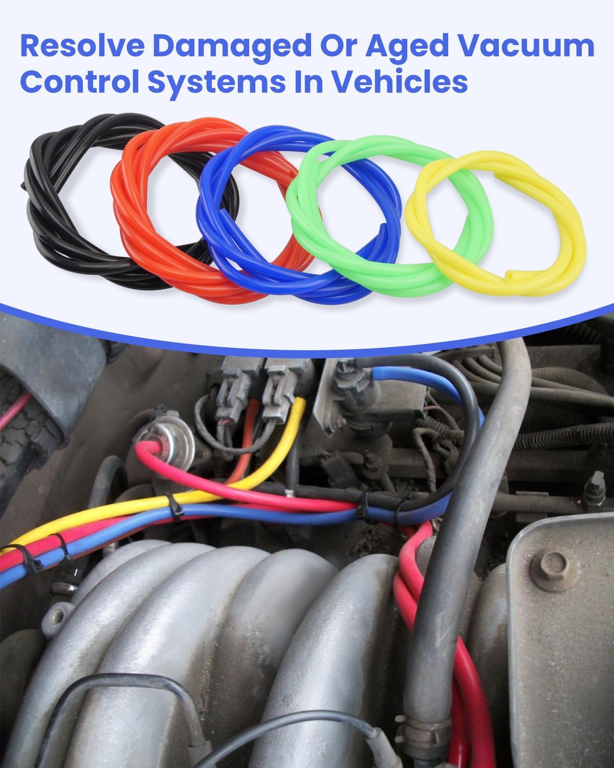 5PCS Vacuum Line Kit Fit for Ford F-150 with 305w 351w Engines 5.0/5.8 Hoses 1992 1993 1994 1995 1996