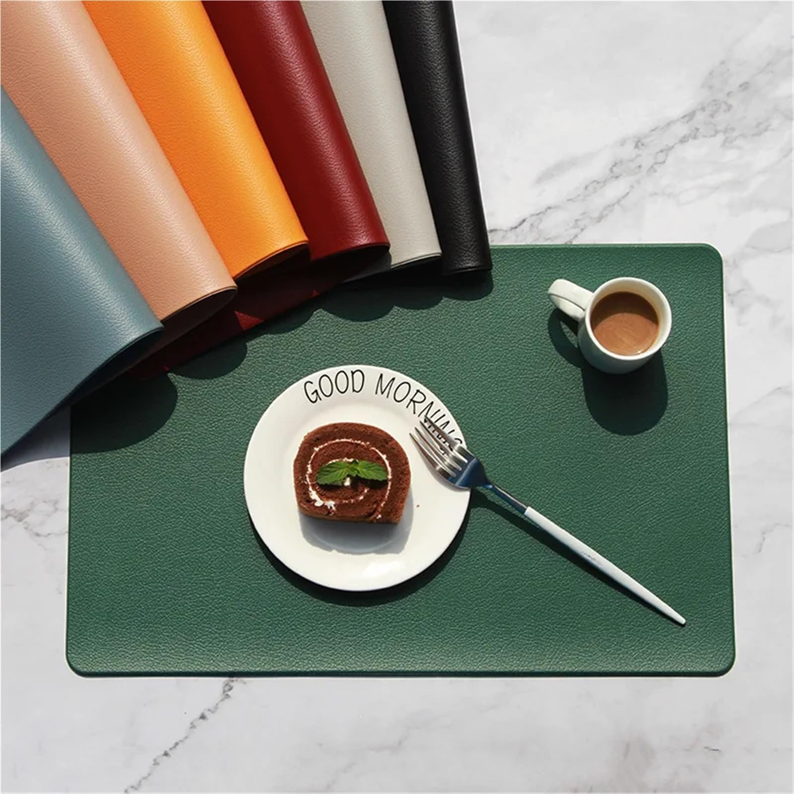 Napperon en Cuir PVC, Tapis de Table Cuisine, 4 pièces pour Table