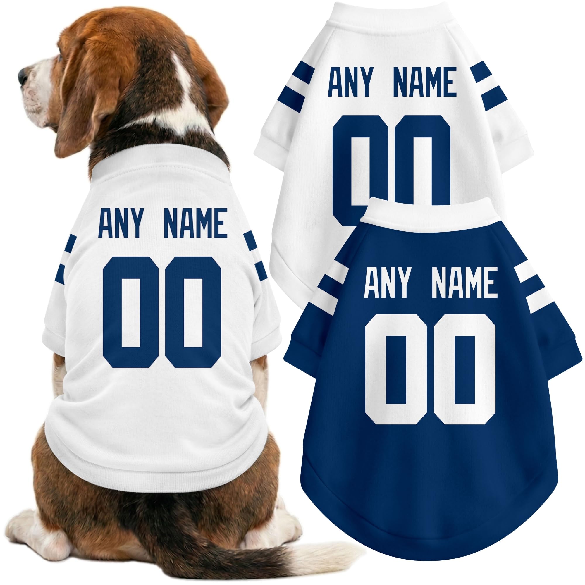 Indianapolis Dog Clothes Jersey Style Custom Pet T Shirt with Personalized Name Number for Small Medium Large Dogs