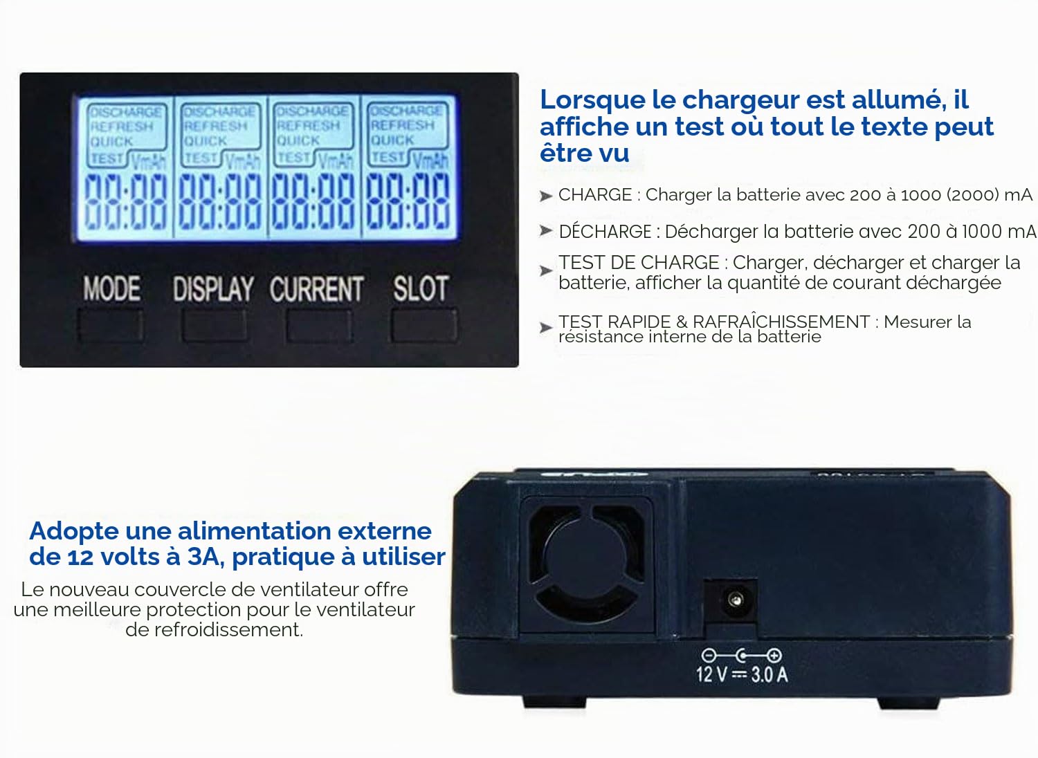 Le nouveau chargeur numérique intelligent BT-C3100 V2.2 à 4 fentes AA/AAA LCD avec prise UK