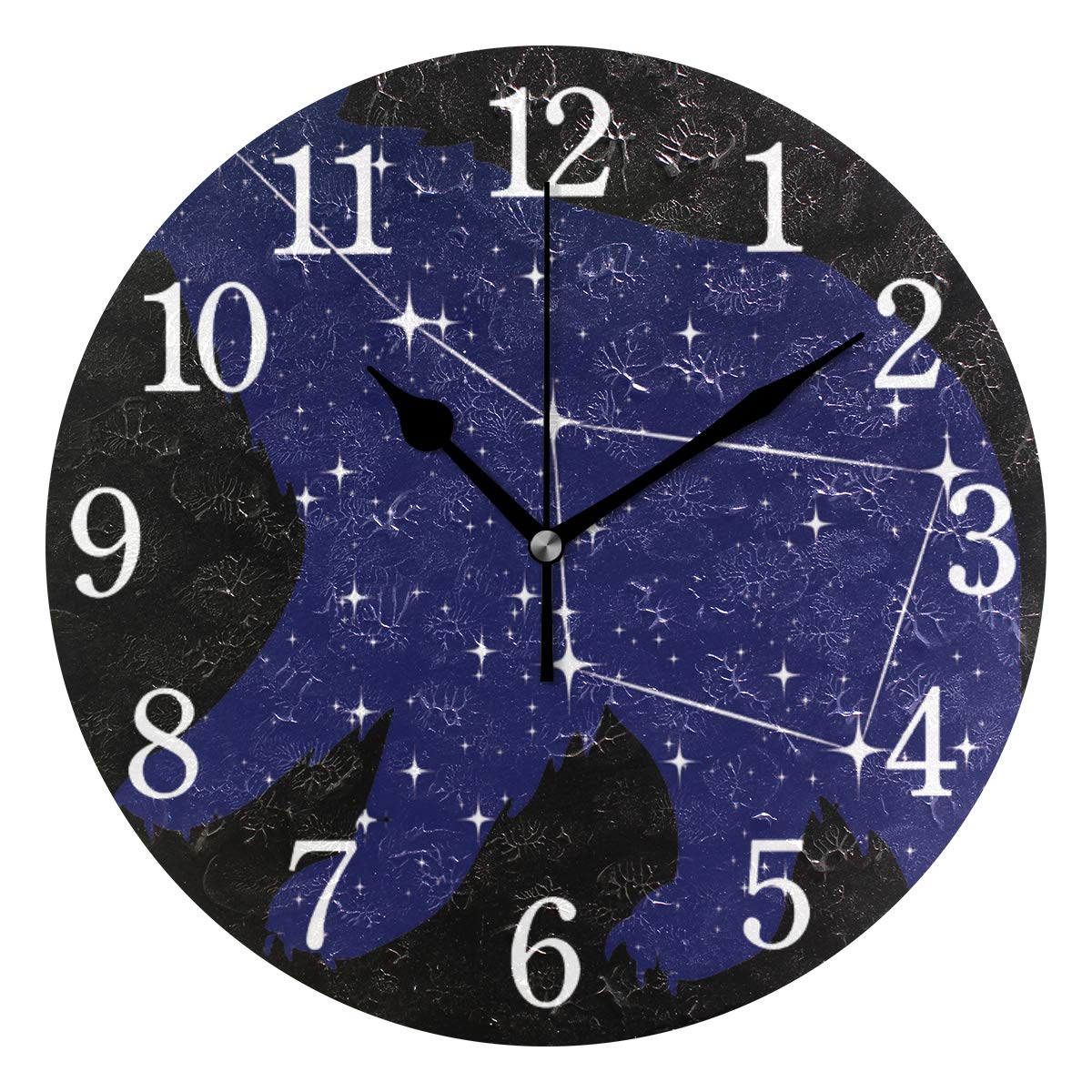 Bkeoy Vintage Painting Surface Wall Clocks Ursa Major Constellation Clock Silent Non Ticking Home Decor