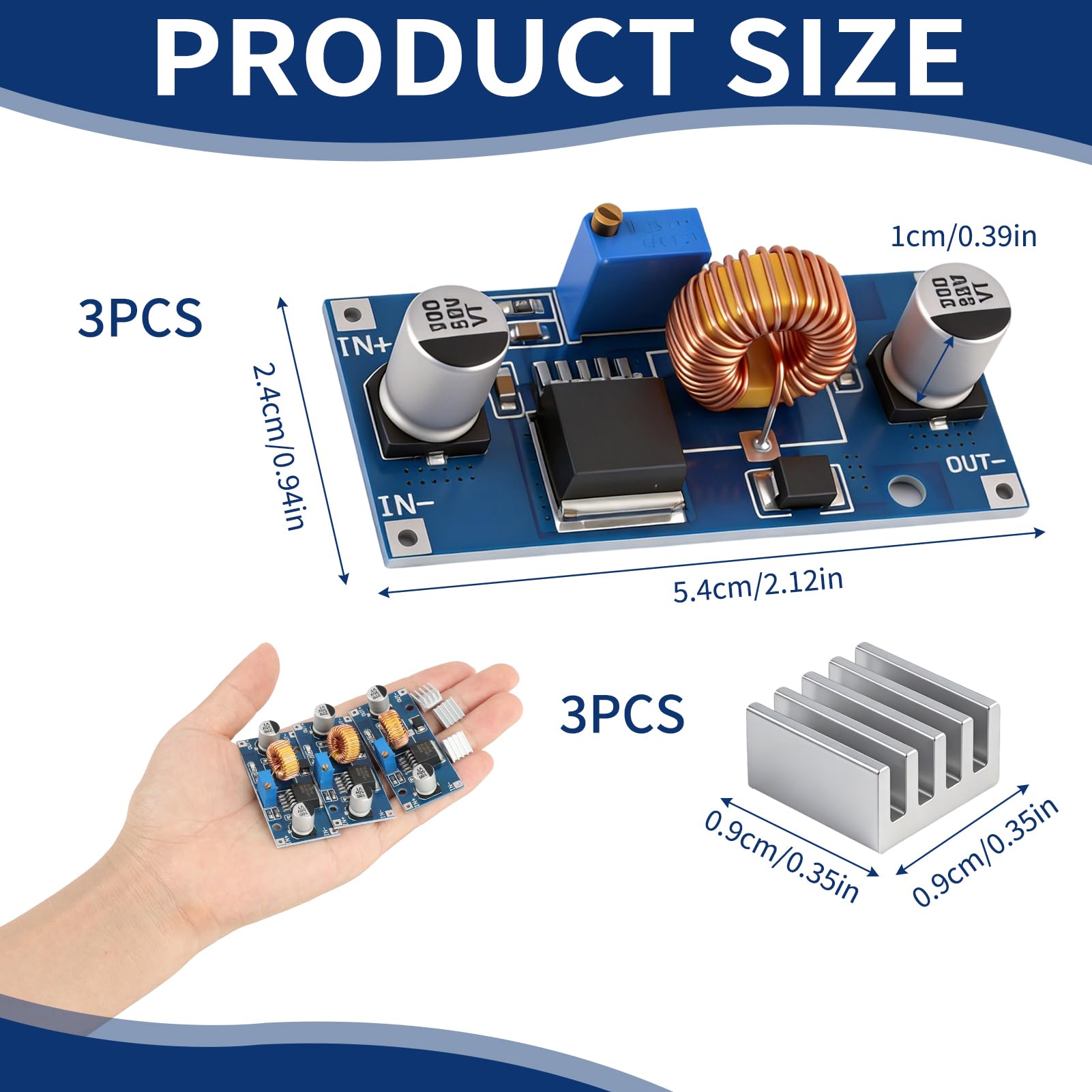3 Stück DC-DC XL4015 5 A verstellbarer Regler Spannung 4 V-38 V auf 1,25 V-36 V, Step Down Konverter, hohe Effizienz 96 %, für Arduino-LED, Stromversorgung DIY Elektronik