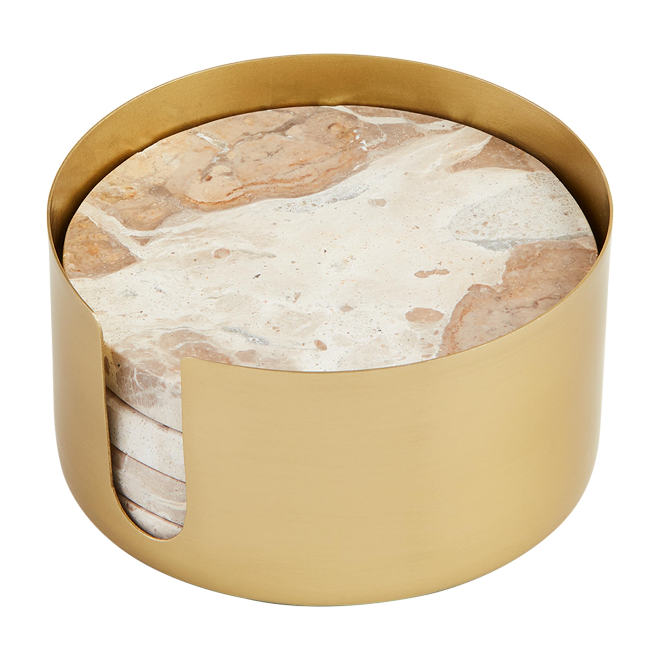 Dessous-de-verre marbre blanc Mud Pie de 10,2 cm en pierre naturelle haut de gamme