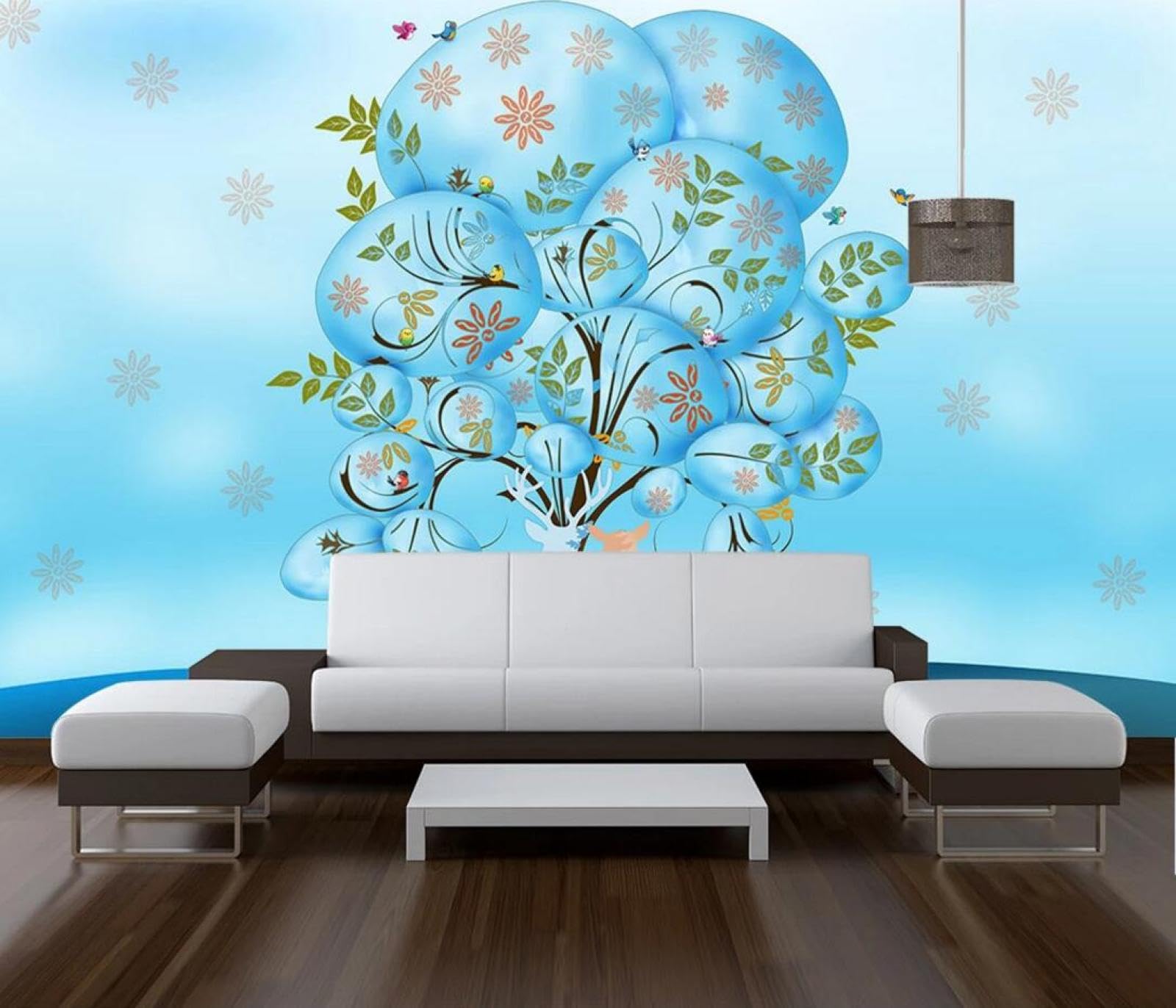 Papier peint panoramique arbre d'oiseau d'amour 330x245 cm
