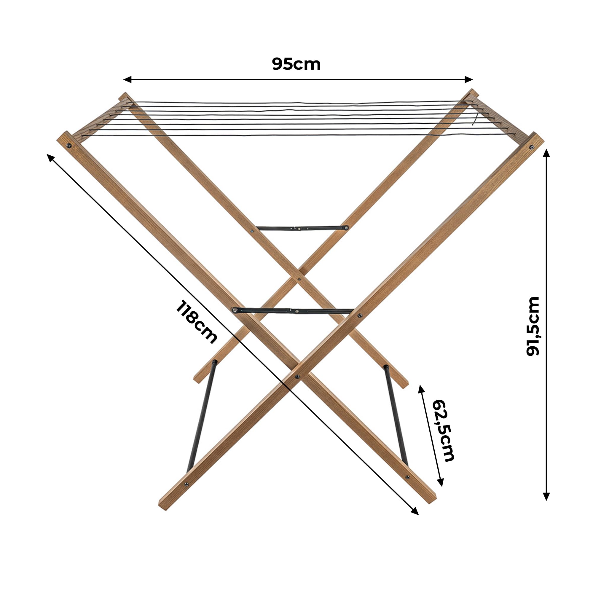 eGarden Stabiler Holz-Standtrockner – faltbares Trockengestell für Wäsche, Balkon & Innenräume, platzsparend & dekorativ“