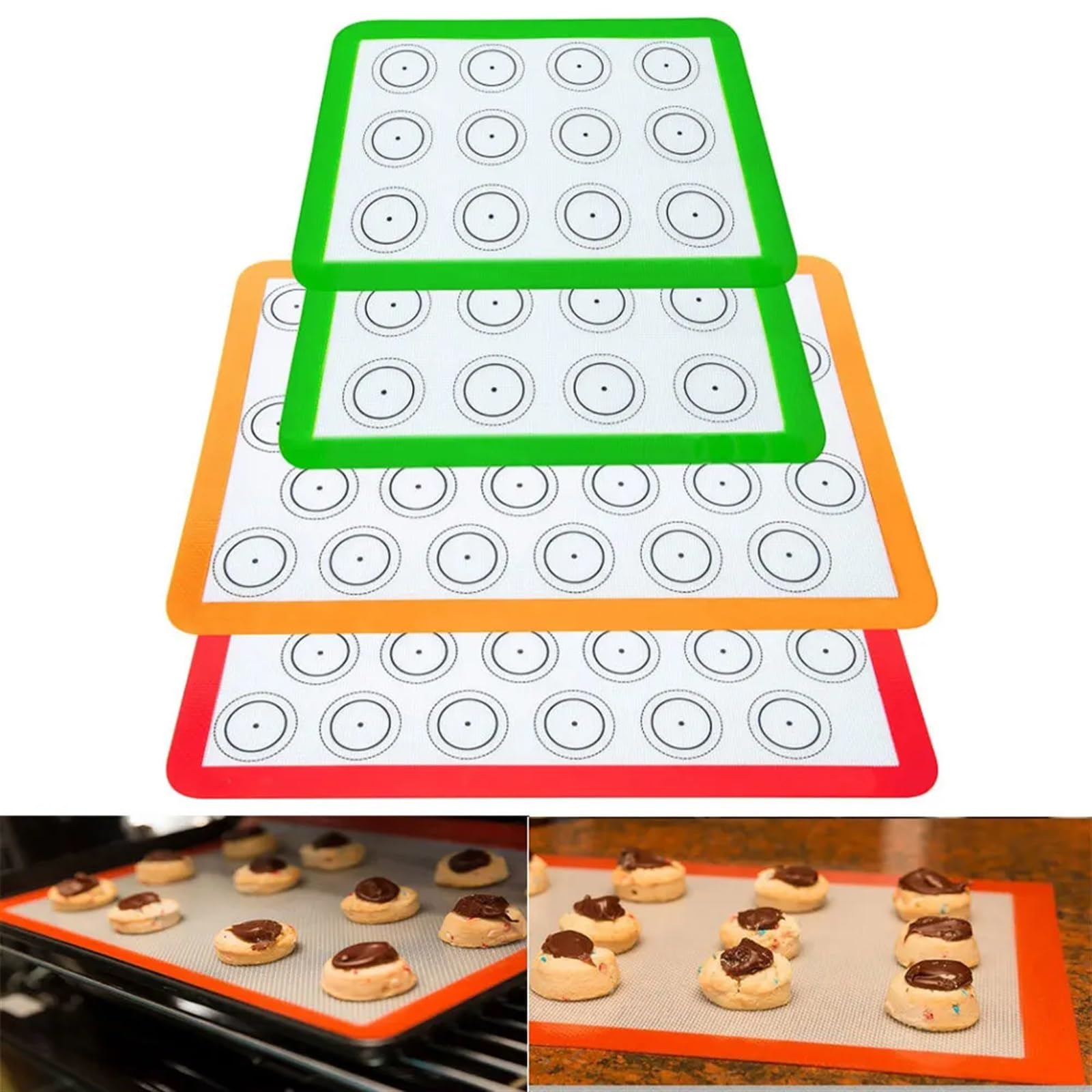 Backunterlagen 4 stücke Silikon Back Matte Kuchen Cookie Backformen Liner Rolling Teig Gefaltete Matte Mit Skala Nicht-Stick Küche Backformen zubehör