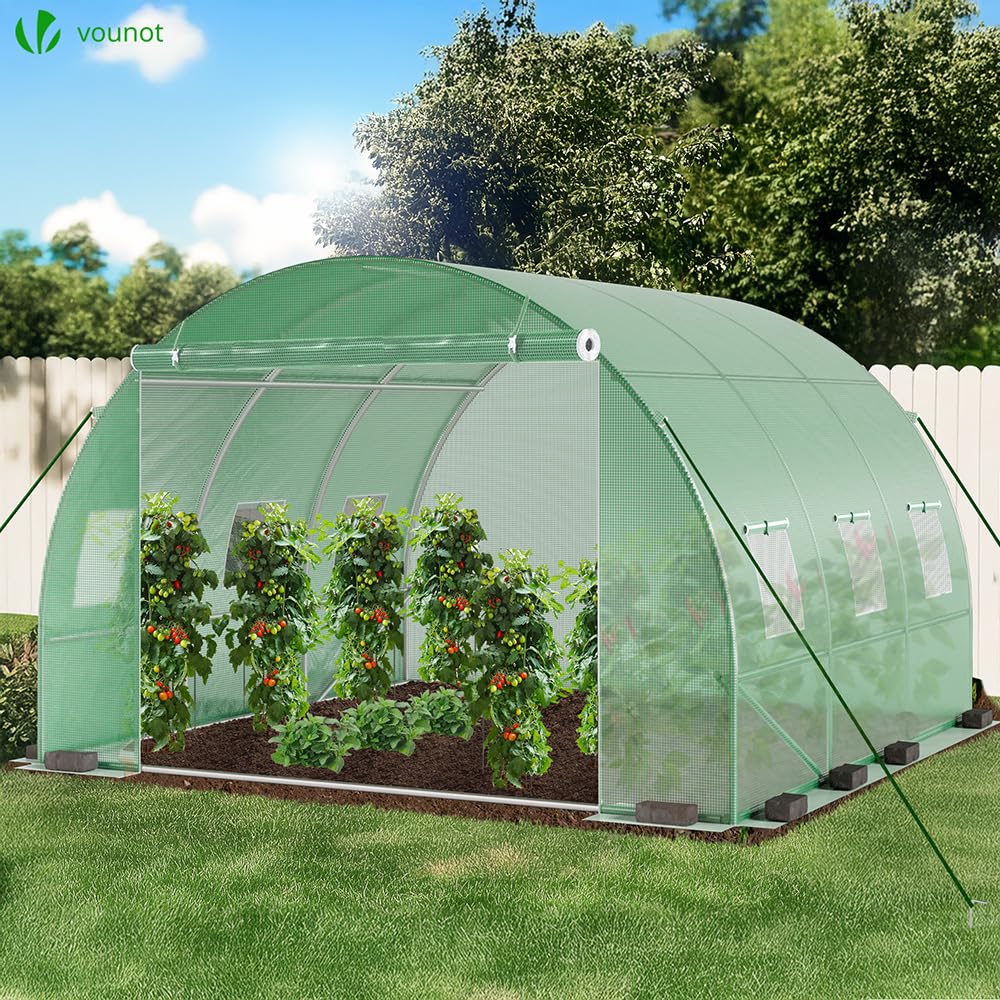 VOUNOT® Gewächshaus Foliengewächshaus Winterfest Tomatenhaus Folientunnel, 3x3x2m 9m²