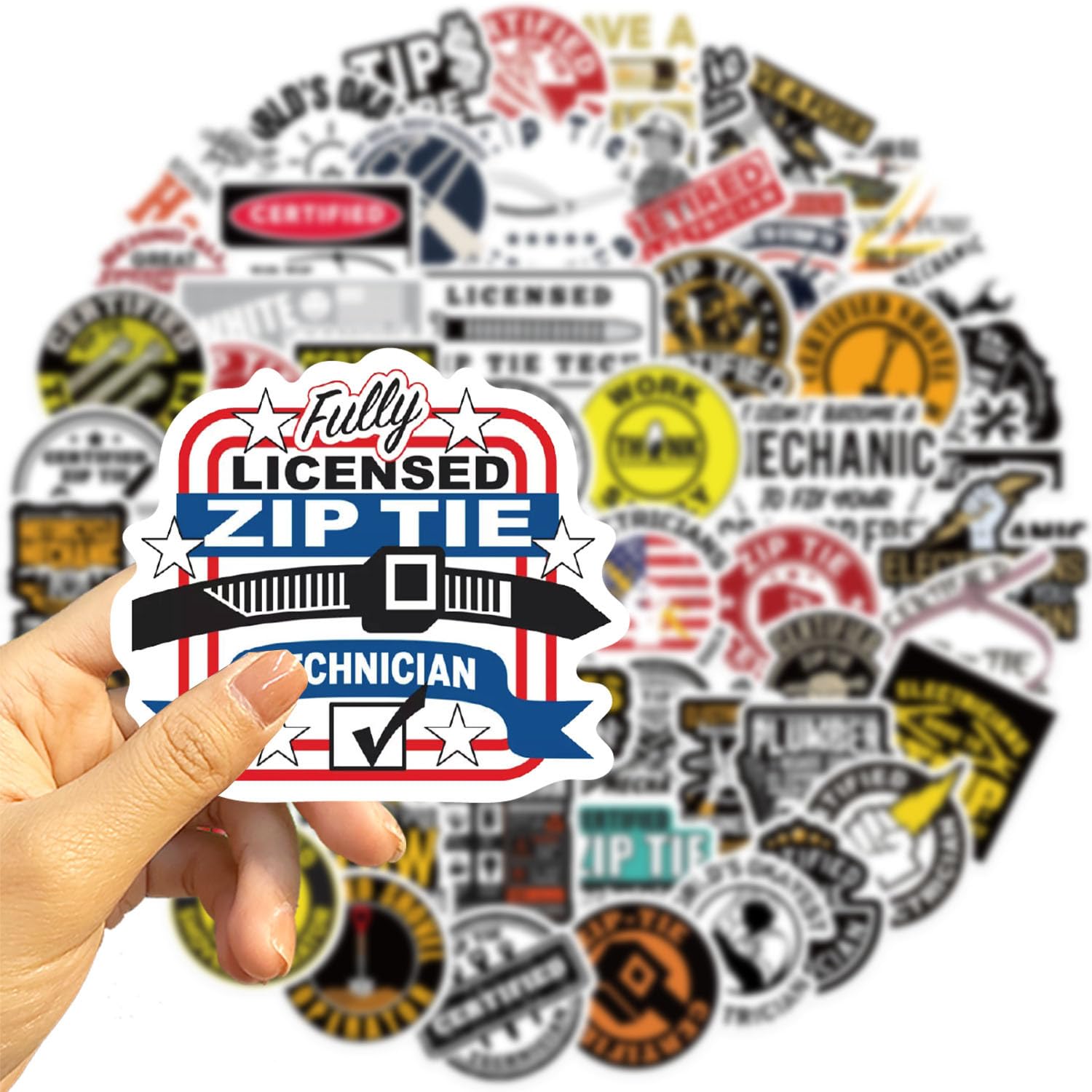 50Pcs Funny Mechanic Construction Stickers Laptop Car Scrapbook Phone Skateboard Suitcase Luggage Bike Electrician Vinyl Waterproof Aesthetic Personalised Stickers for Teens Boys Girls Adults - Image 2