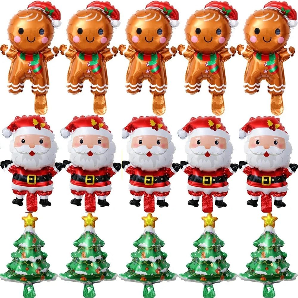 CTRLZS 60PCS Christmas Balloons Aluminum Foil Small Balloon Toy Xmas Tree Gingerbread Man Santa Birthday Party Holiday Decorati
