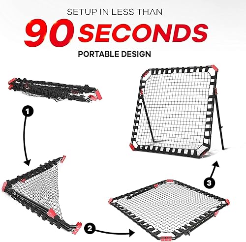 Miniatura 3 de Net Playz Easy Playz - Rebotador de fútbol portátil, 4 pies x 4 pies, fácil de instalar, tubo de metal resistente, con diseño de plegado rápido, no