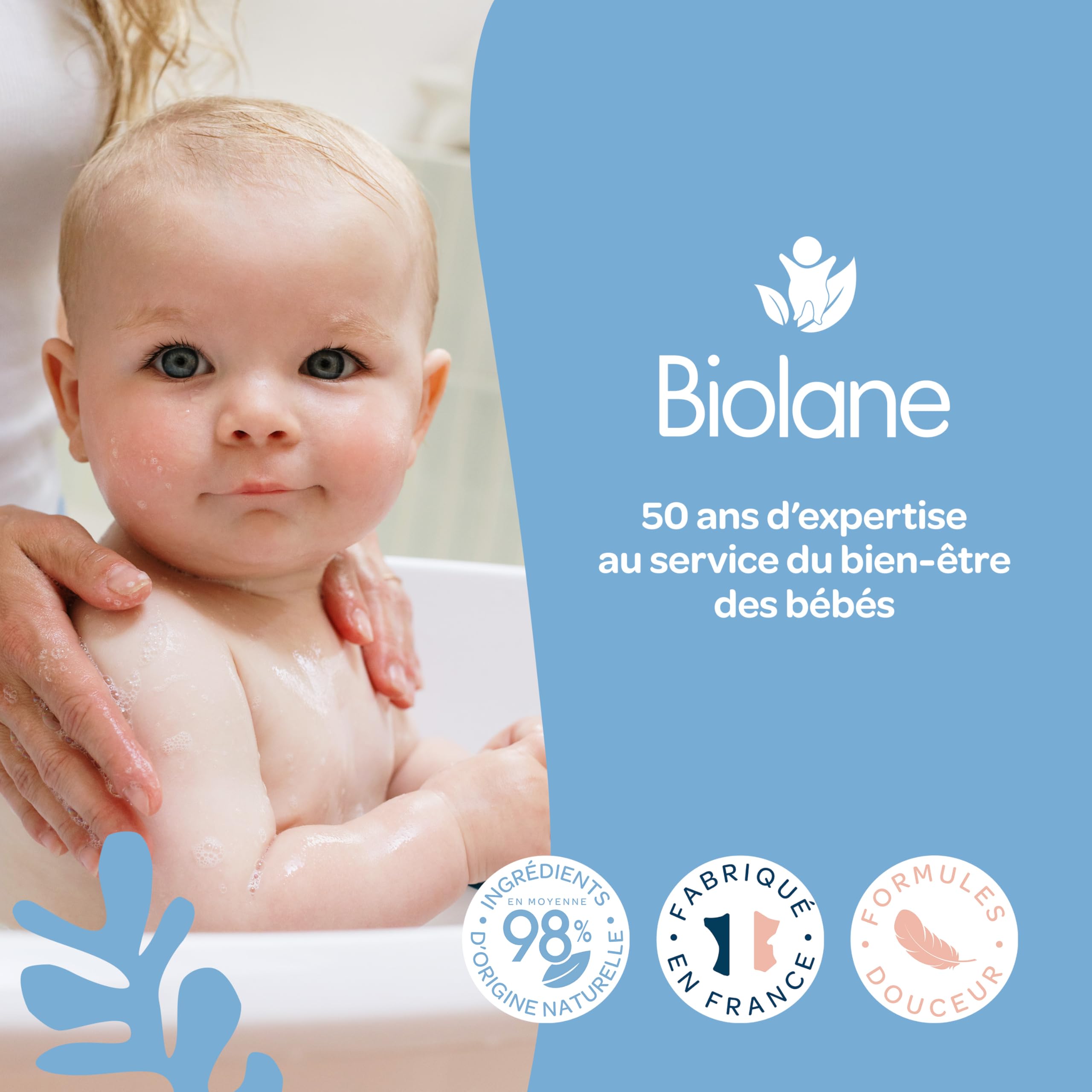 BIOLANE - Poudre de bain adoucissante - Bain bebe - Protège et Apaise - 100% d'Origine Naturelle - 75g - Dès la naissance - Fabriqué en France