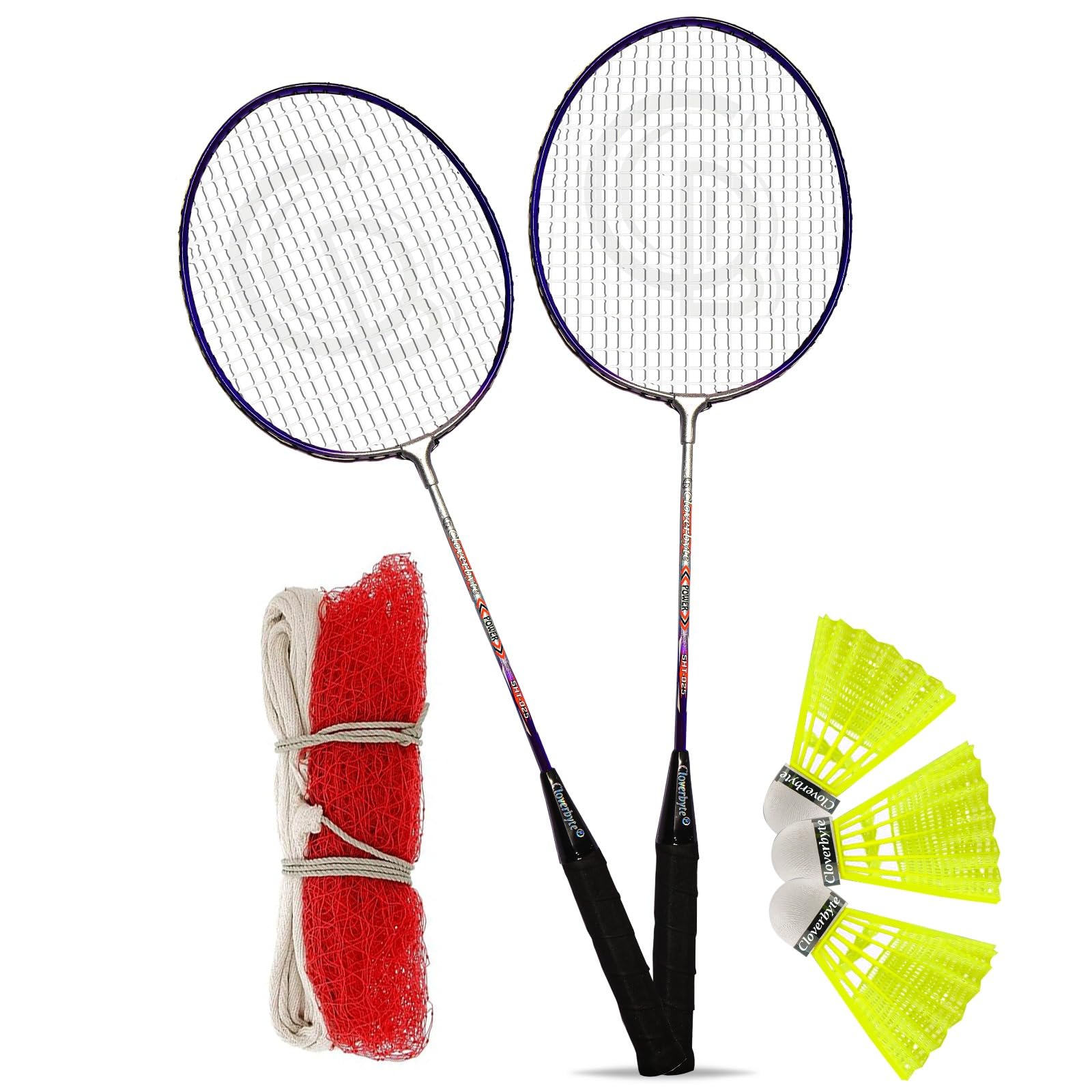 Power Yellow Lightweight Badminton Racquet 1 Pair with 3 pc Shuttlecocks and Net Badminton Kit-image-13