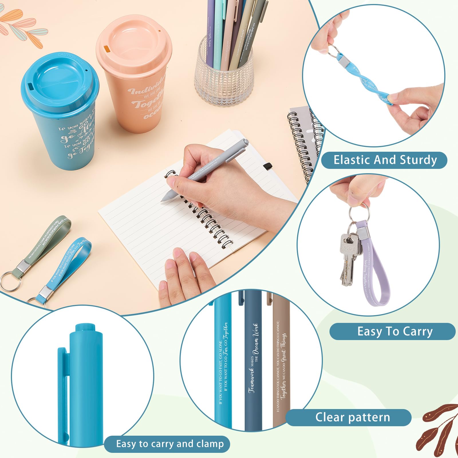 Skylety Set da 12/48 pezzi di apprezzamento della squadra, regalo di apprezzamento per i dipendenti, 473,6 ml, tazze da caffè con taccuino della squadra, penna portachiavi per personale e insegnante