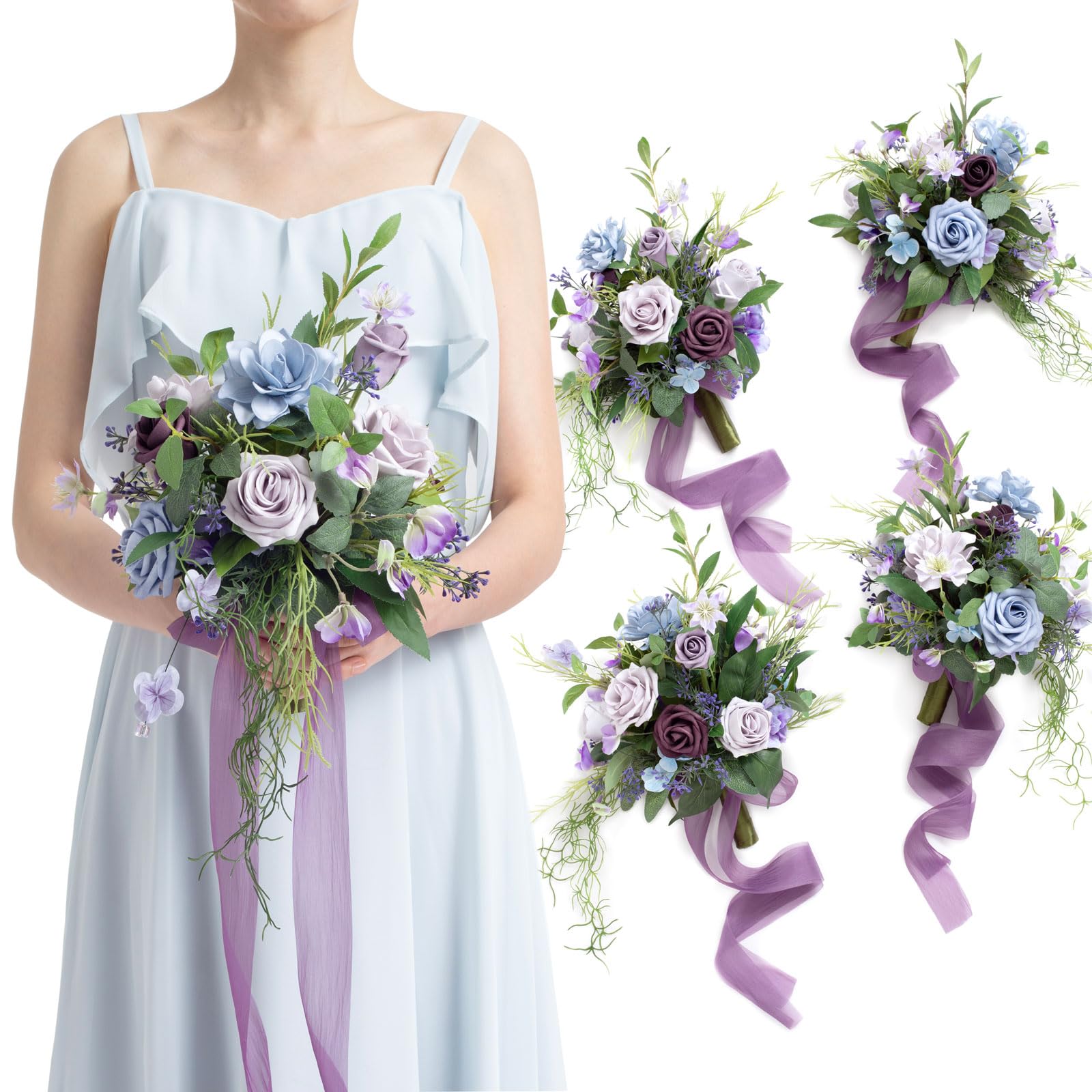 Amazon.com: Ling's moment Artificial Bridesmaid Bouquets Set of 4