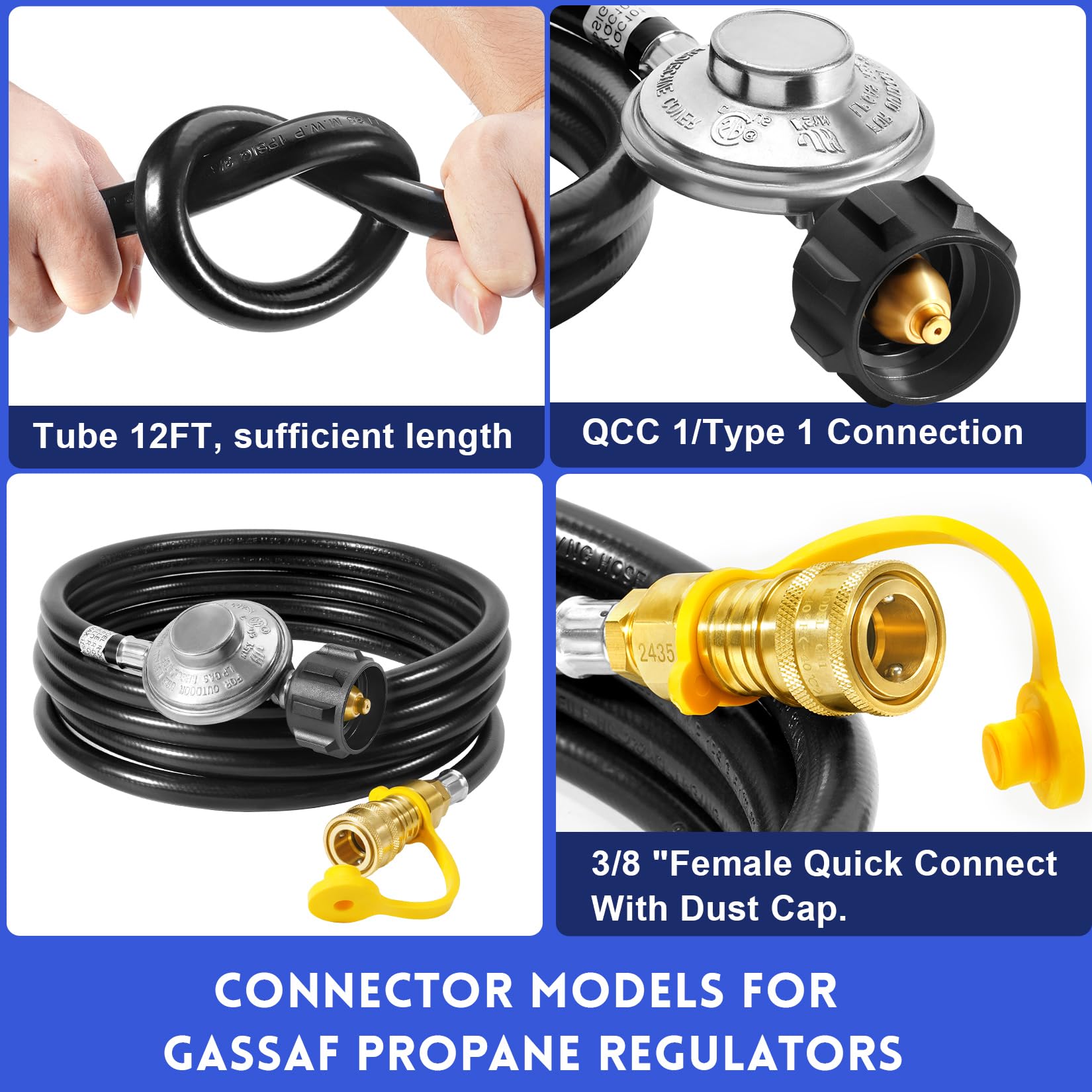 Snapklik.com : GasSaf 12ft Propane Regulator