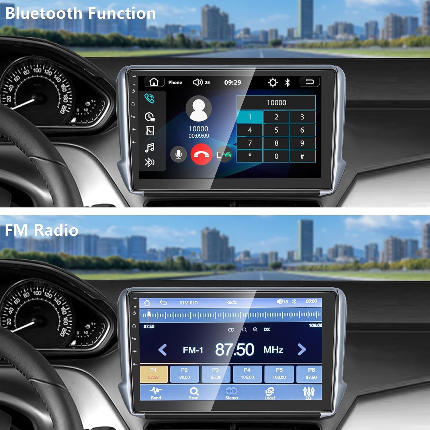Autoradio Peugeot 208/2008 2012-2018 Wireless Carplay&Android Auto | 10.1" Écran Tactile avec Navigation GPS/caméra de recul/Bluetooth/WiFi/Miror Link/MIC/FM/SWC