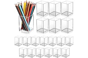 Crtiin Pencil Holder Bulk for Desk, 20 Pack Clear Acrylic Stationery Organizer
