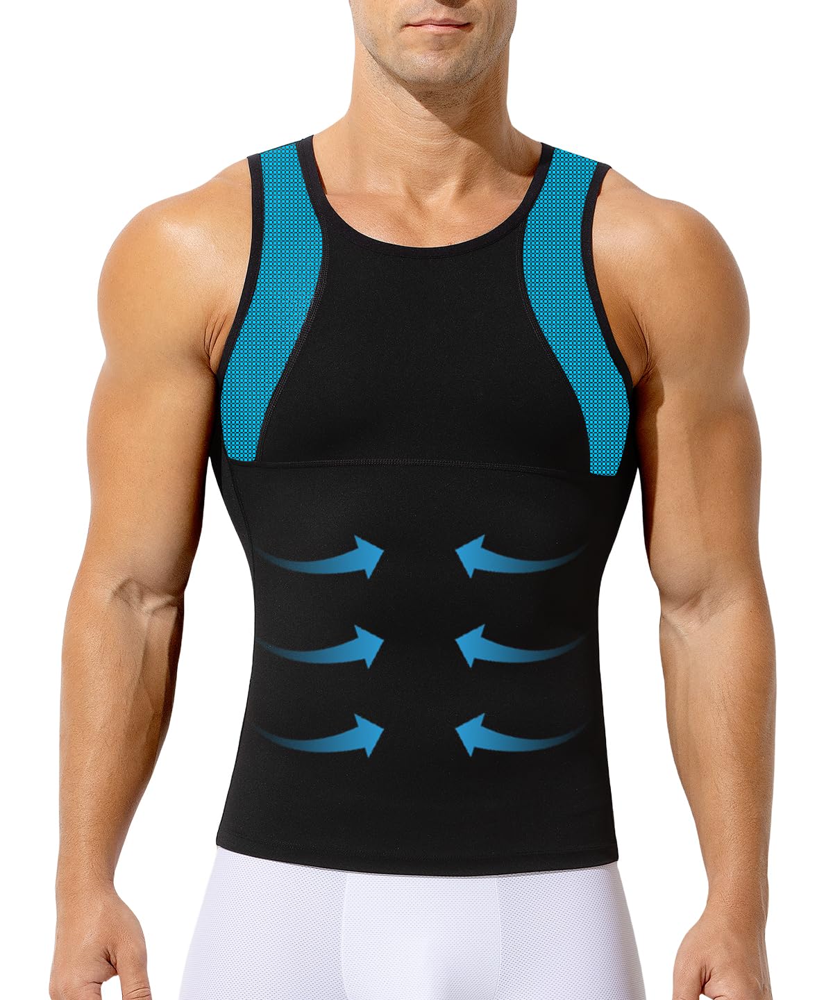 Casey Kevin Shapewear męska elastyczna koszulka kompresyjna do wyszczuplającego brzucha, bez rękawów, koszulka kompresyjna, koszulka sportowa