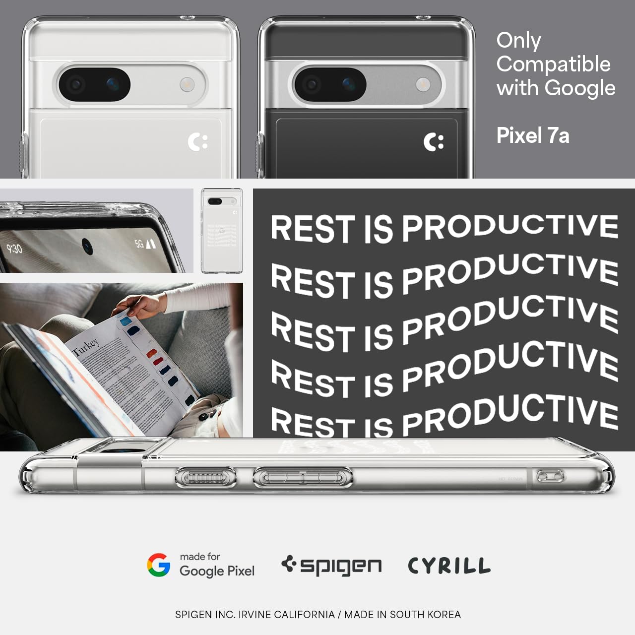 Spigen Ultra Hybrid Custodia Per Google Pixel 7a – Trasparente, Paraurti TPU E Retro In Policarbonato, Anti-ingiallimento - 5