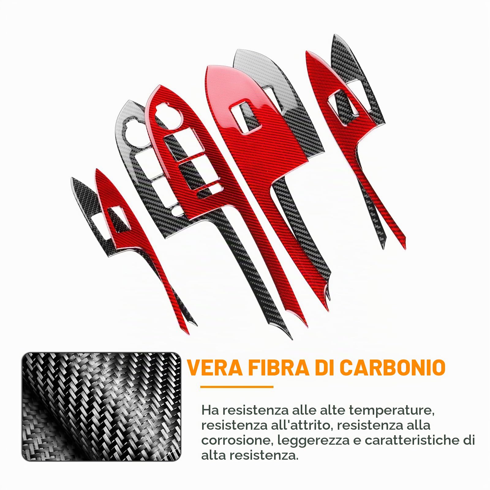 KUNGKIC Per Alfa Romeo Giulietta 940 2010-2021 Pannello di controllo auto in fibra di carbonio vetro finestra interruttore di sollevamento console adesivo decorativo accessorio interno (nero)