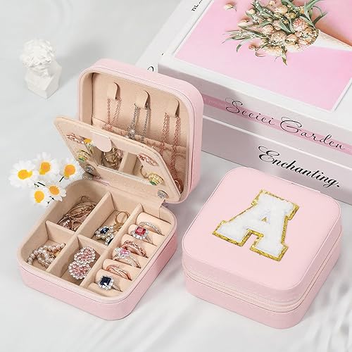Miniatura 4 de CHMI Estuche de Joyería de Viaje, Caja de Joyería de Viaje Rosa, Organizador de Joyería de Viaje, Regalos de Viaje para Mujeres y Niñas, Caja