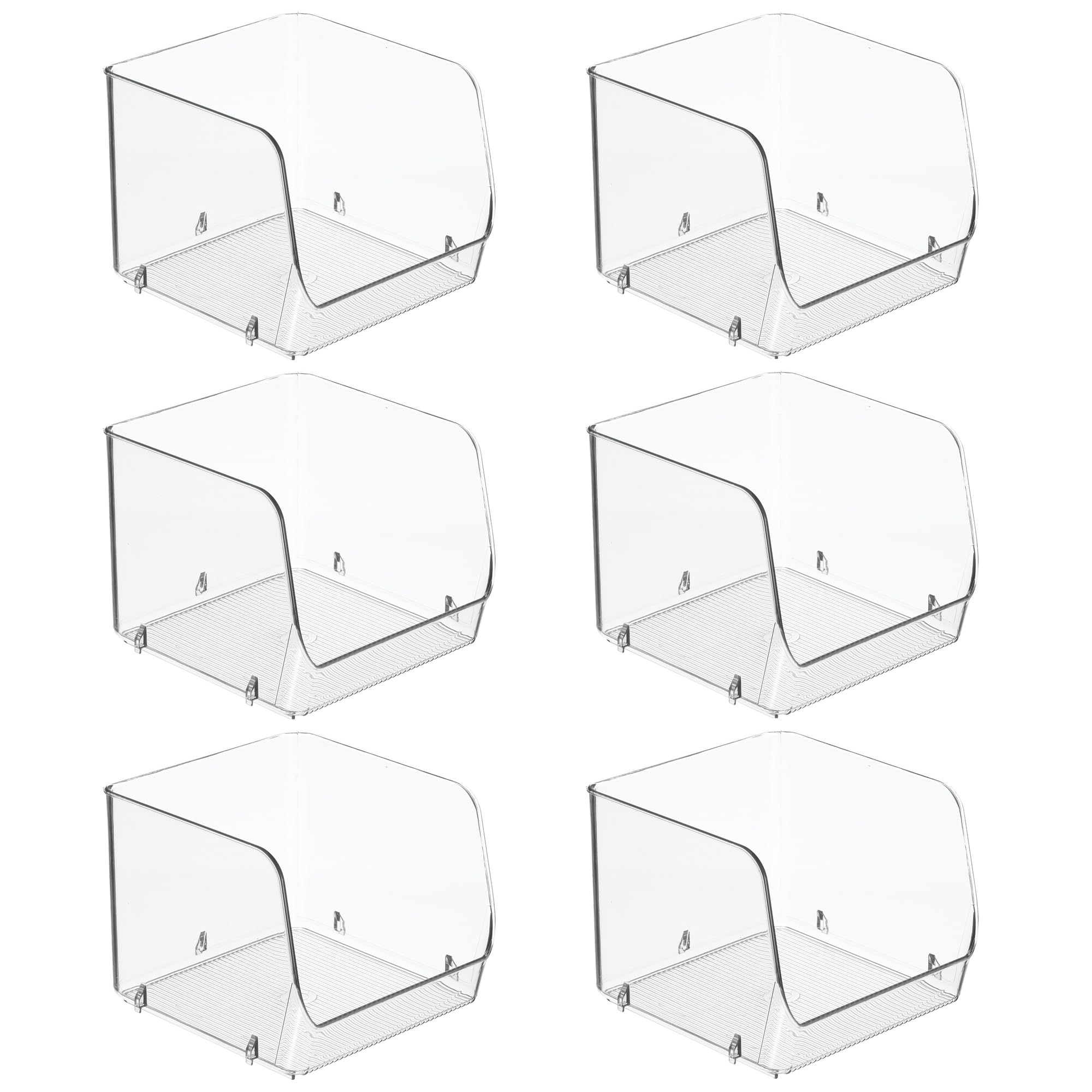 iDesign Set di 6 contenitori impilabili con apertura frontale, trasparenti | Organizzazione di cucina e dispensa