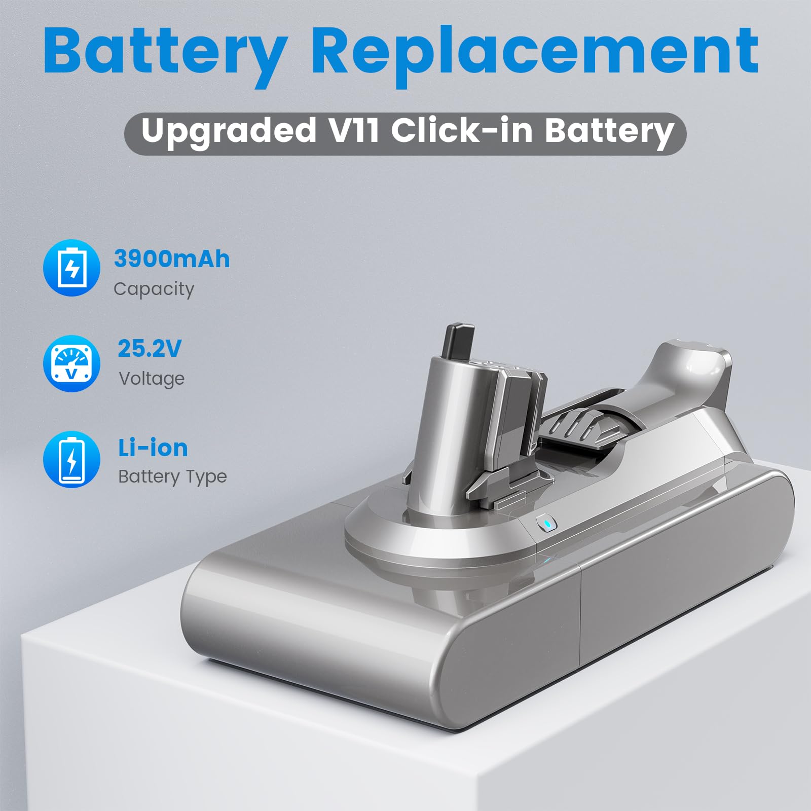 Batteria SV15 con caricabatterie per Dyson V11, 3900mAh ASUNCELL batteria di ricambio per V11 Torque Drive Outsize Absolute Extra V15 Detect Absolute Extra SV15 SV16 SV22 batteria per aspirapolvere