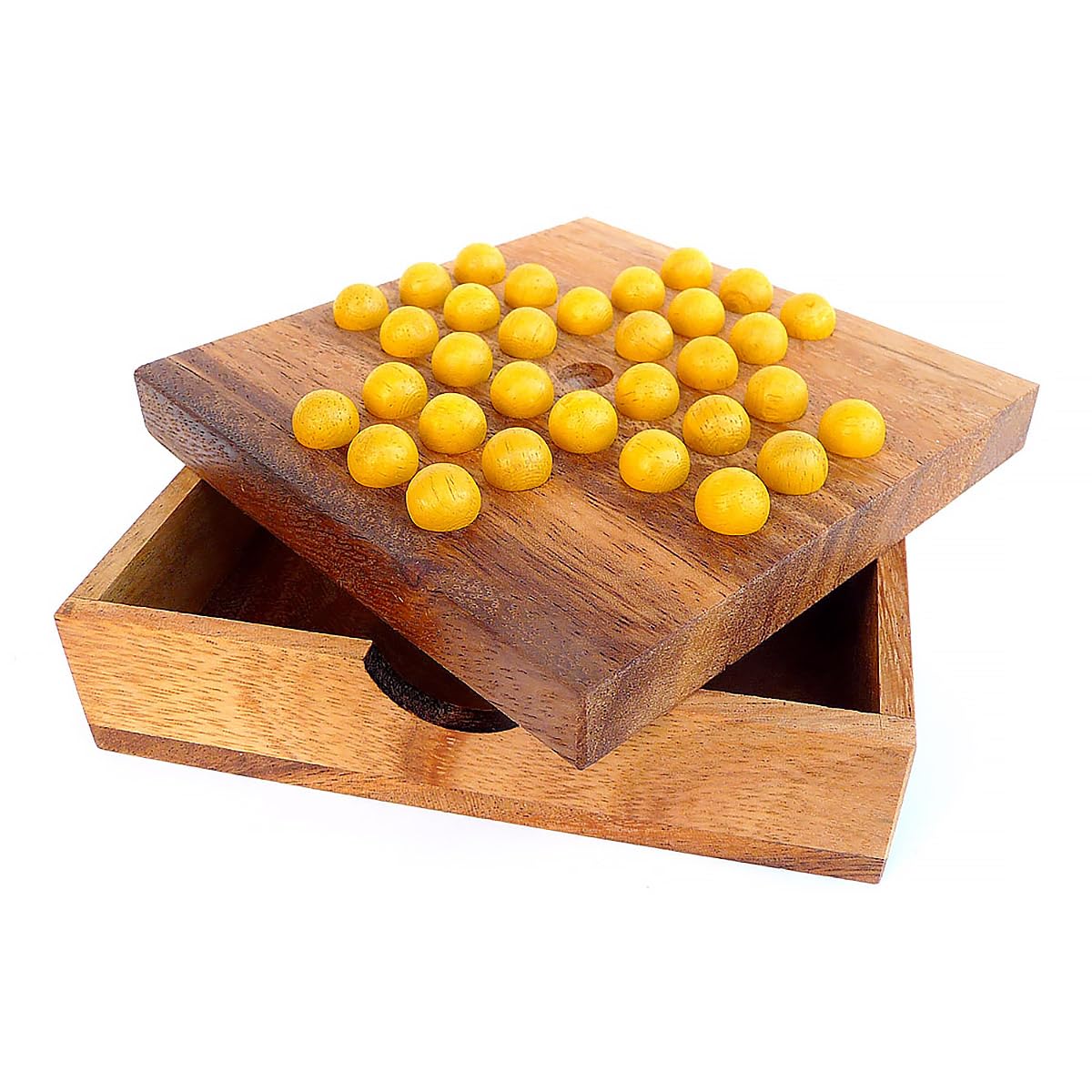 LOGICA GIOCHI Art. Solitario/Dama Cinese - Rompicapo in Legno Strategico-Matematico - 2 Giochi Strategici in 1 - Scatola Richiudibile - Serie Euclide