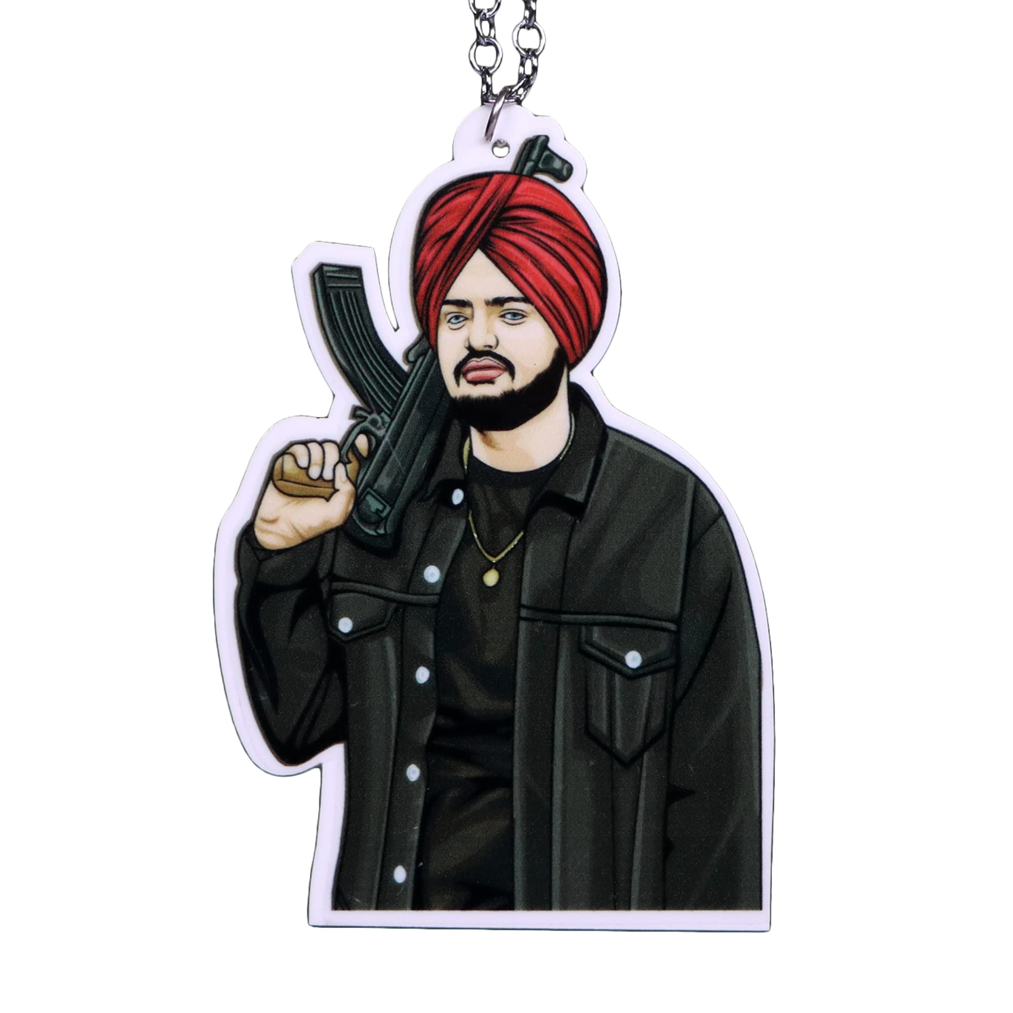 Sidhu Moosewala AK 47 Double Sided Rear View Mirror Car Hanging| Car Interior Decoration| Material -Acrylic|