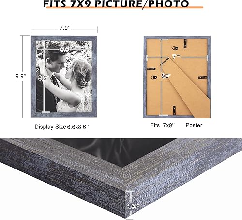 Vista 527 de Marco gris rústico de 18 x 24 pulgadas, marco para póster de 18 x 24 pulgadas, color gris envejecido, grande, retro, natural, 24 x 18 pulgadas