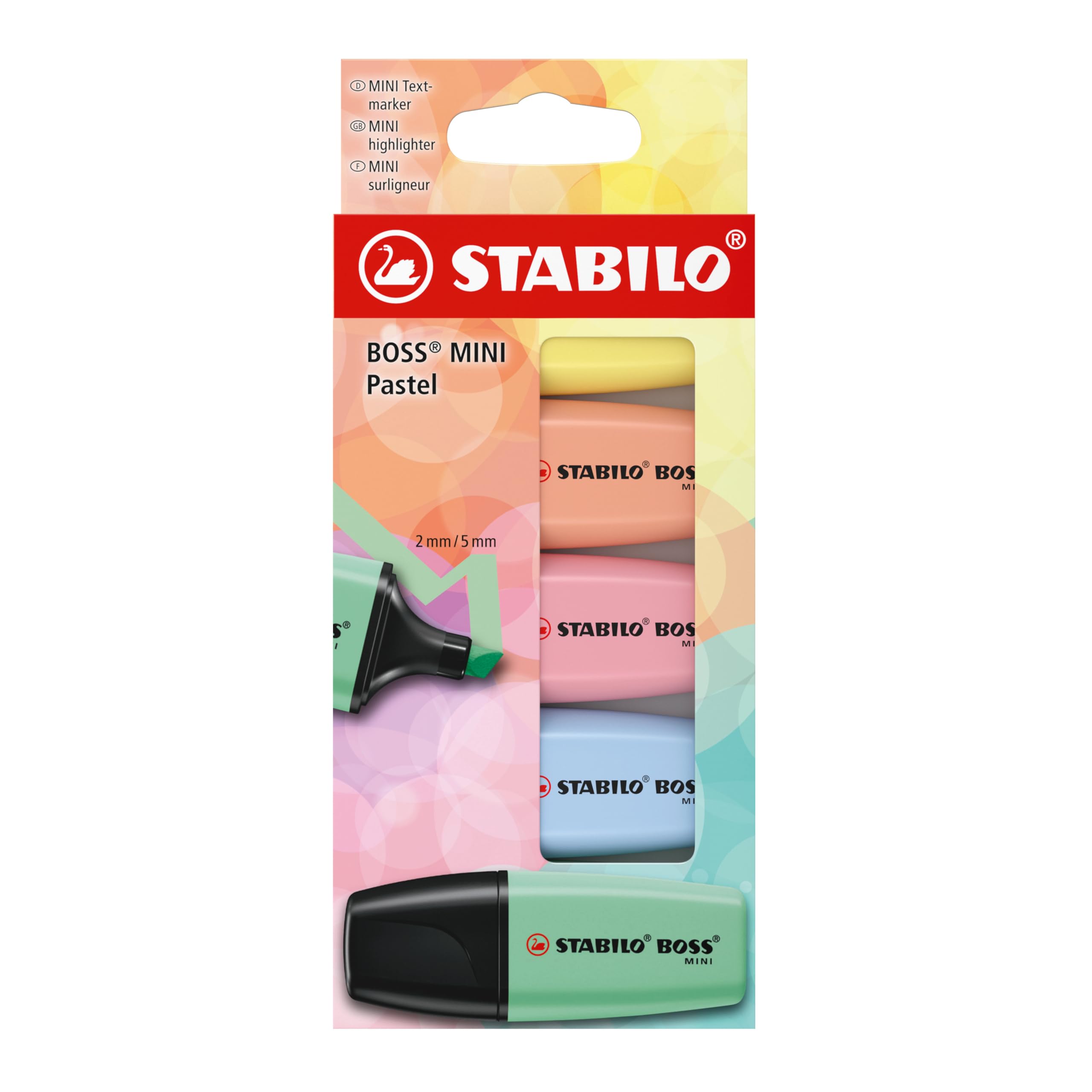 STABILO BOSS MINI Pastel - Highlighter - Pack of 5 - Assorted Colours