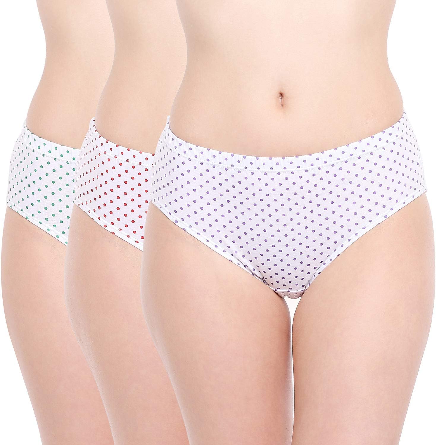 100% Cotton Love Lady Comfort Dot Set of 3 Panty for Women | Women's Cotton Antibacterial Brief Underwear | Soft & Breathable Fabric | Available in Plus Size