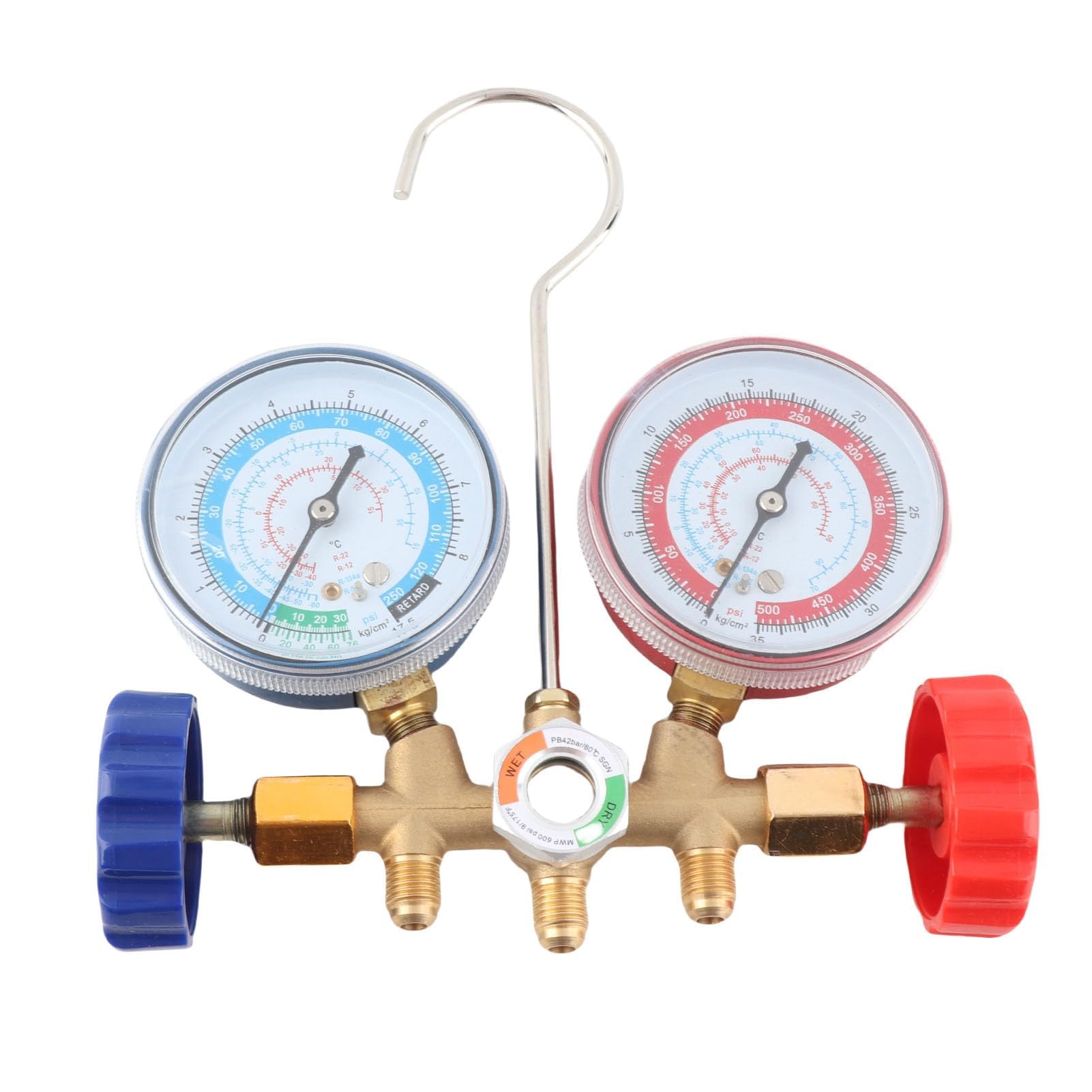 Set di misuratori diagnostici a 3 vie A/C, strumenti di condizionamento del refrigerante Set di misuratori diagnostici CA con kit tubo e gancio