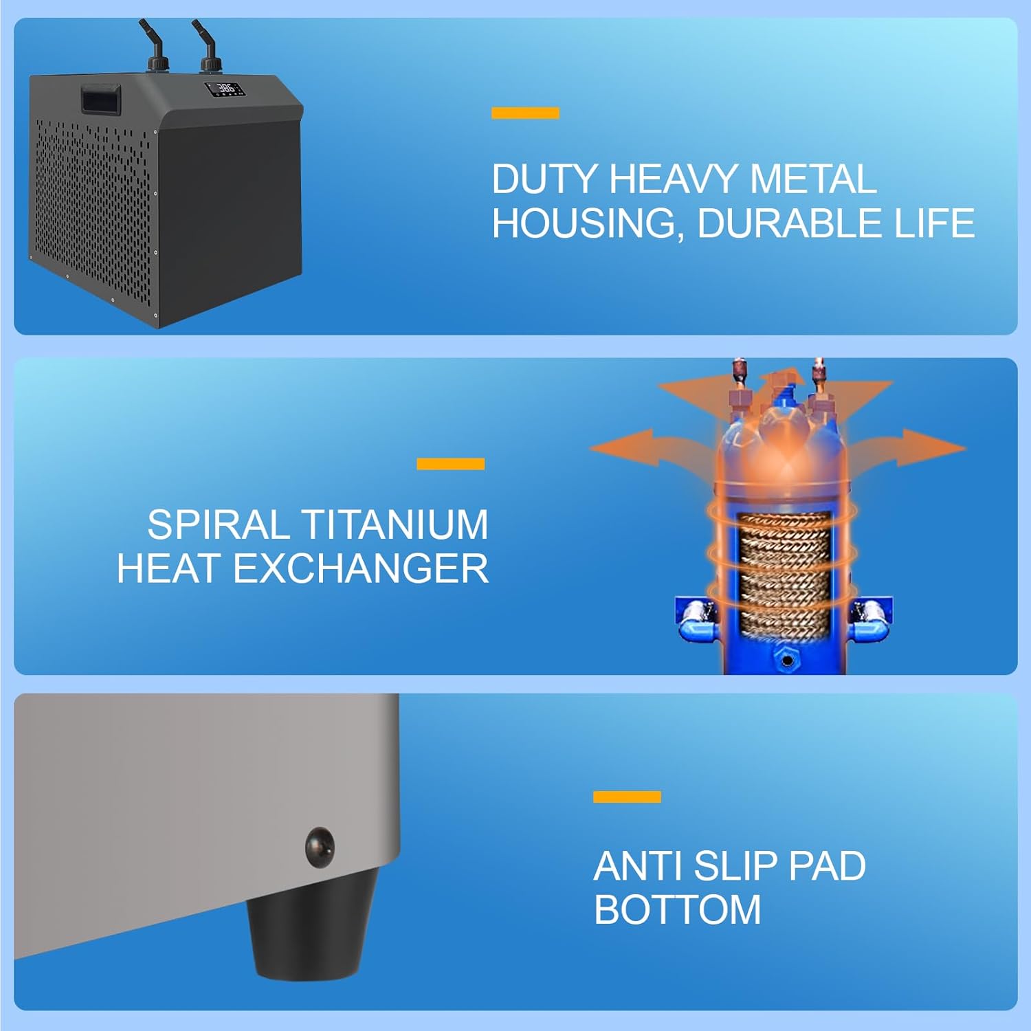 1/2 HP Aquarium Chiller, 132 Gallon Water Chiller for Cold Plunge & Ice Bath, Quiet Refrigeration Compressor System for Hydroponics, Axolotl,Coral Reef and Fish Tank