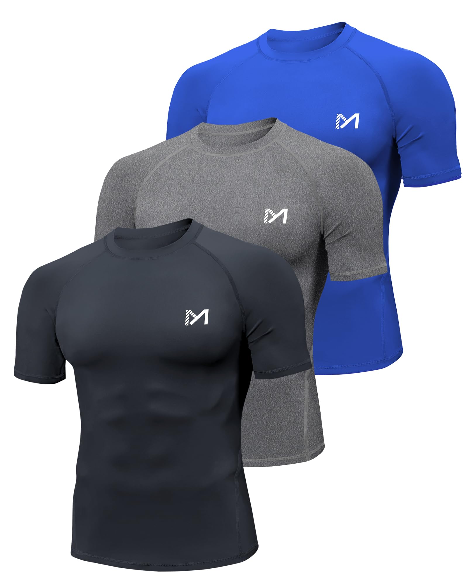 MEETYOO Lot de 2 ou 3–Maillot de compression homme,T-shirt technique homme–Respirant, évacue l'humidité,séchage rapide,idéal pour le sport,la natation et un usage quotidien