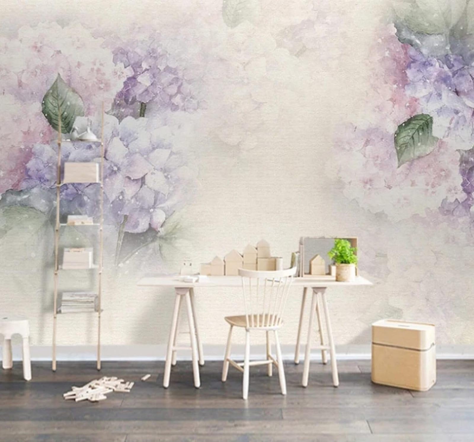 XLMING Vintage Hand Drawn Plants Purple Flowers 3D Wallpaper Luxury Home Dining Decor Paste Sofa Living Room The Wall for Bedroom Mural-430cm×300cm