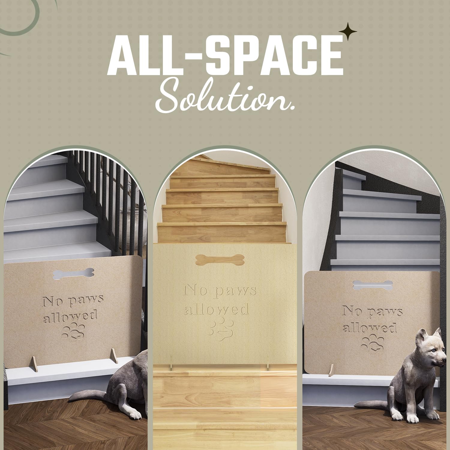Barrera de madera independiente para perros, hogar, escaleras, puertas, tope para mascotas (51 x 75 cm, perros pequeños)