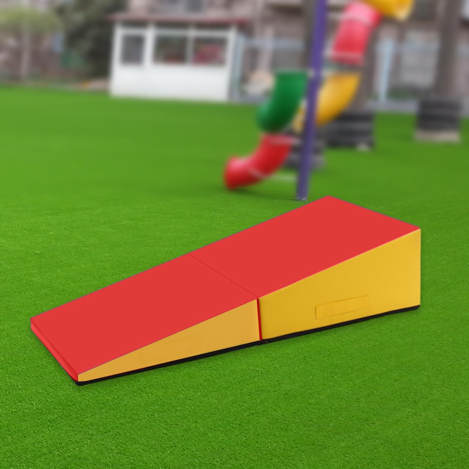 F Fityle Tappetino per Ginnastica a Cuneo, a Forma di Formaggio, Pieghevole, Inclinato, per Allenamento di abilità Sportive di Danza, per Bambini